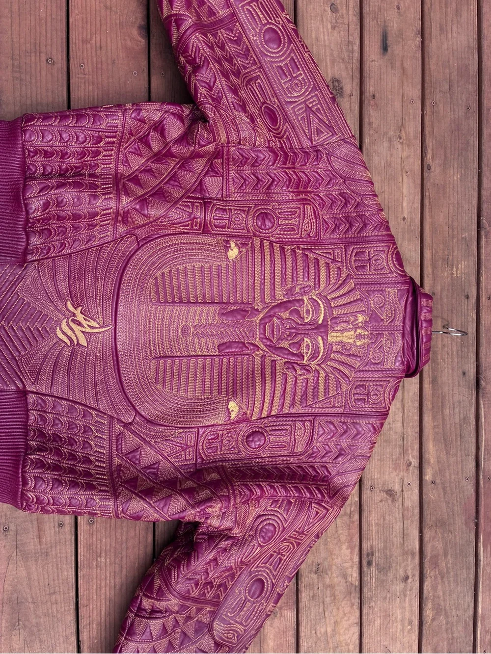 Wissam Red Leather King Tut 90s Vintage Bomber Jacker 54